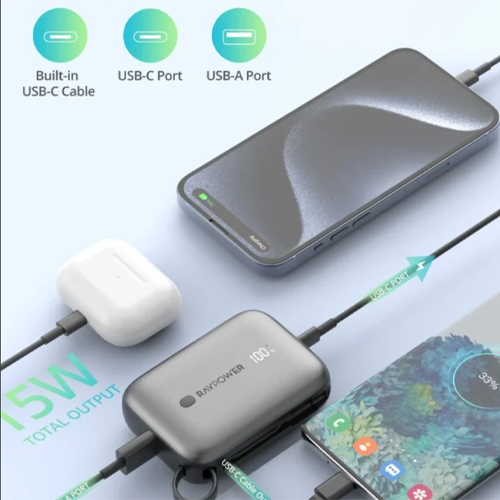 RAVPower RP-PB1224 - 10,000mAh PD20W Attached Type-c Cable