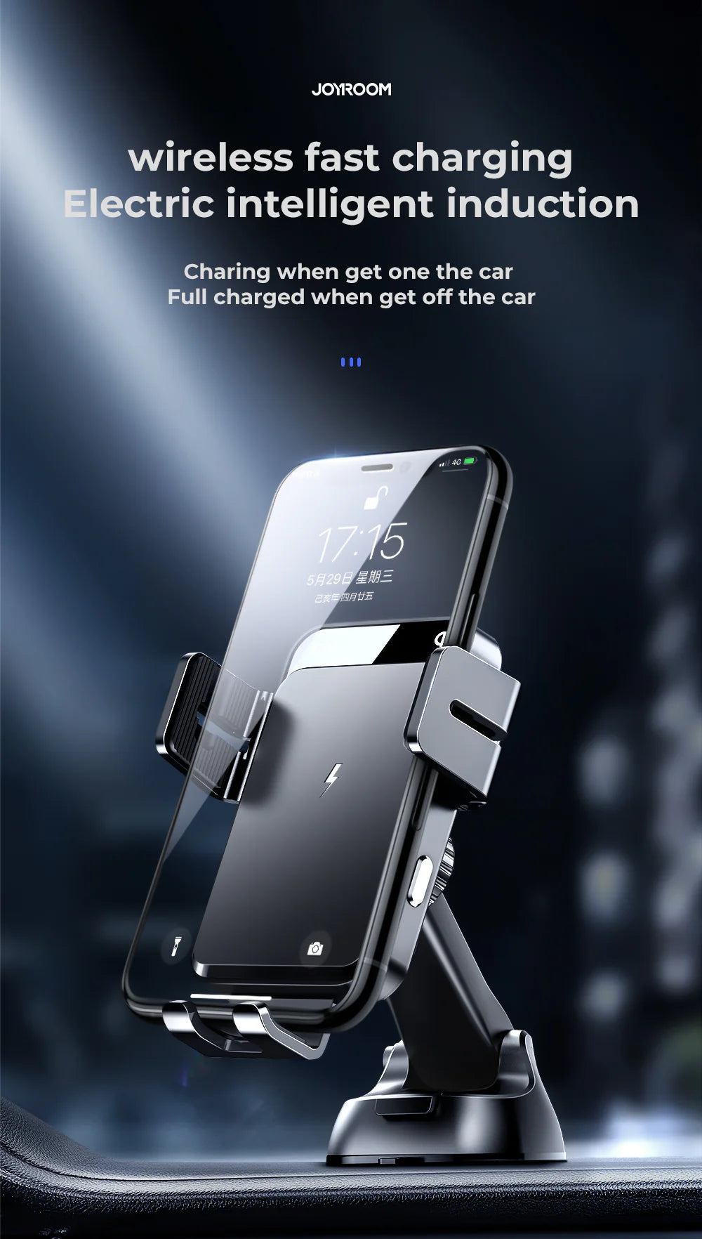 Three-axis electric wireless charging car holder 15W
