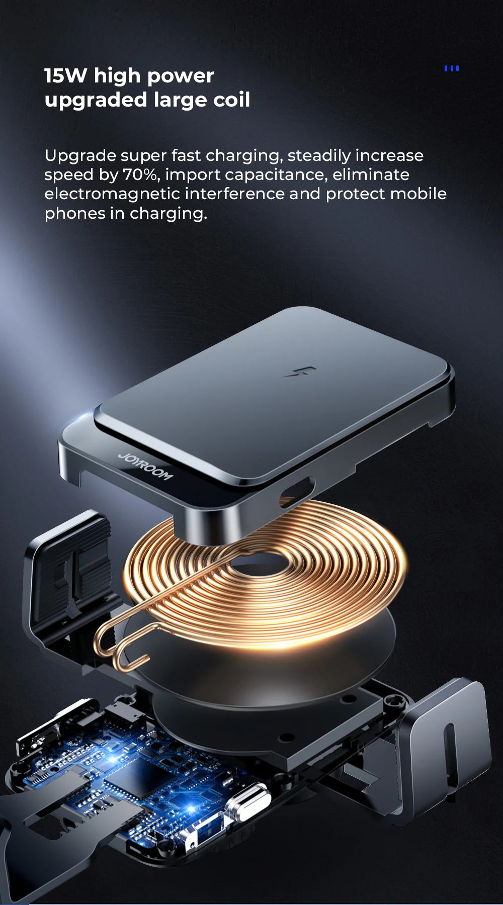 Three-axis electric wireless charging car holder 15W