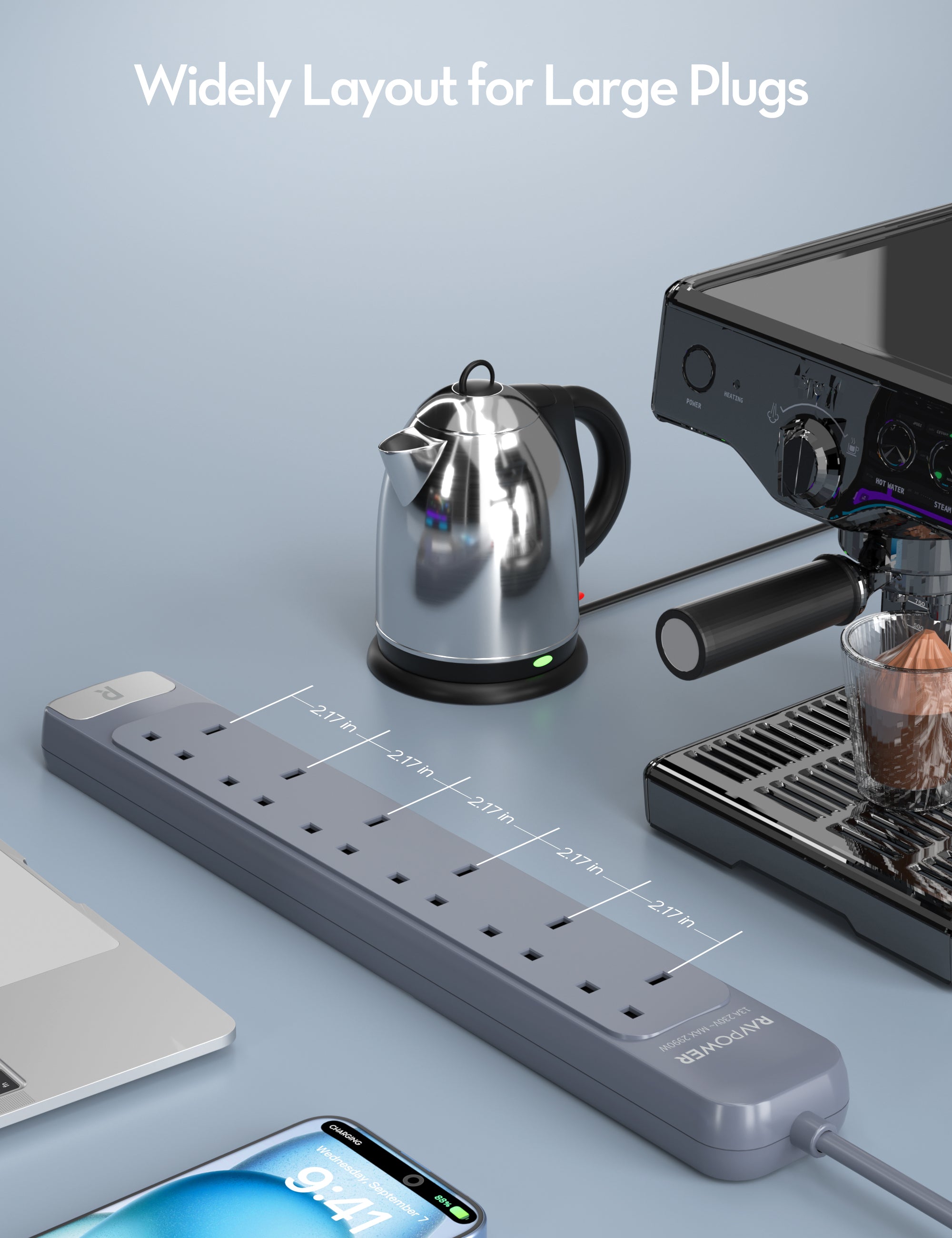 RAVPower PC1068 - 6 Port Power Strip 3150W